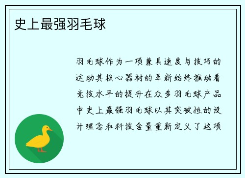 史上最强羽毛球